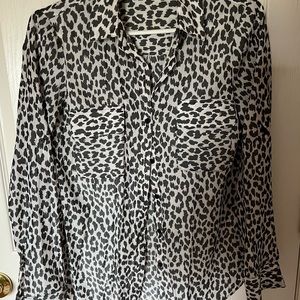 Express Gray Leopard City Shirt XS